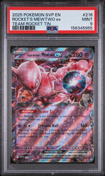 2025 Pokemon Svp En-sv Black Star Promo 216 Team Rocket's Mewtwo Ex Team  Rocket Tin PSA 9