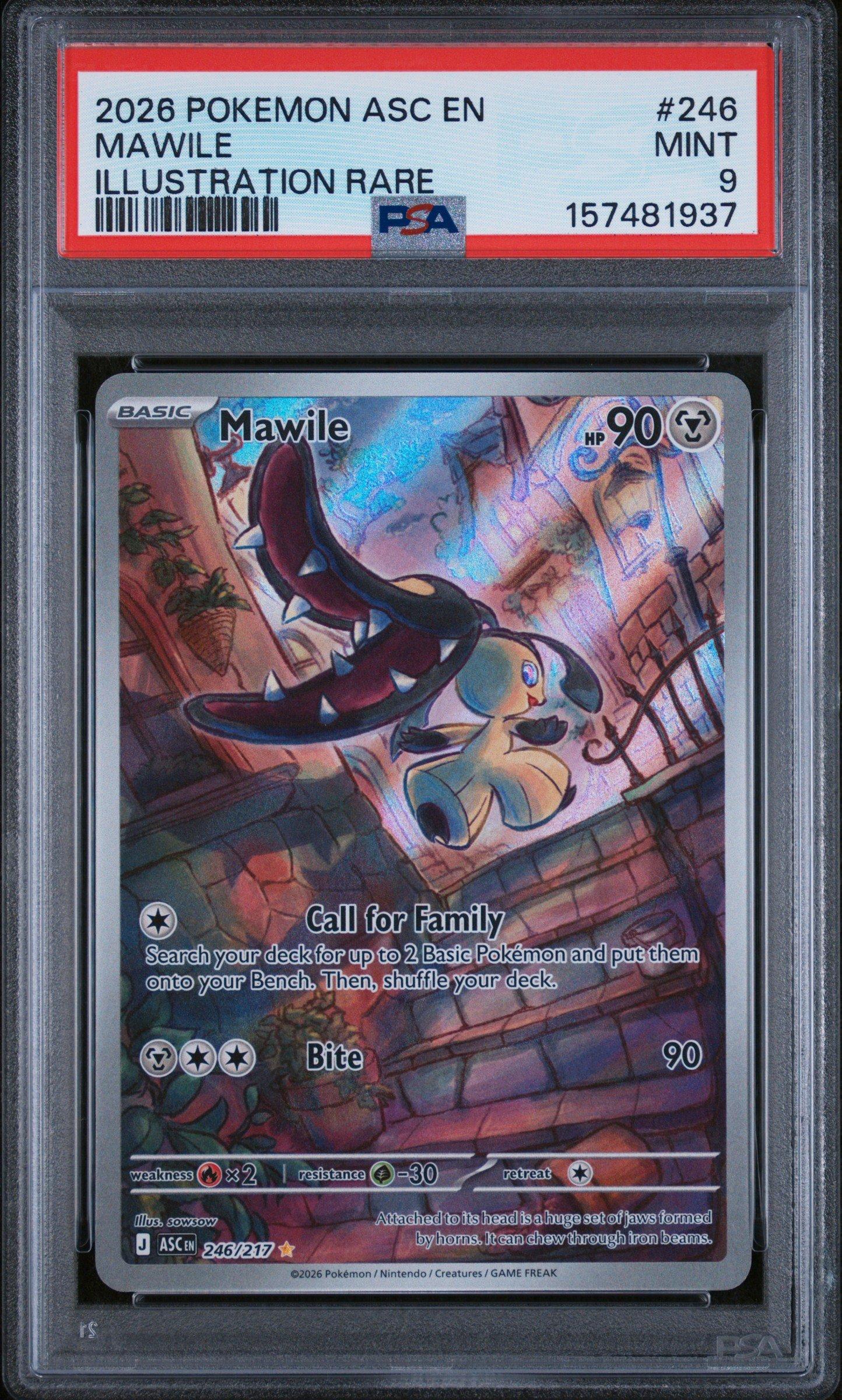 2026 Pokemon Asc En-ascended Heroes 246 Mawile Illustration Rare PSA 9 Graded Card
