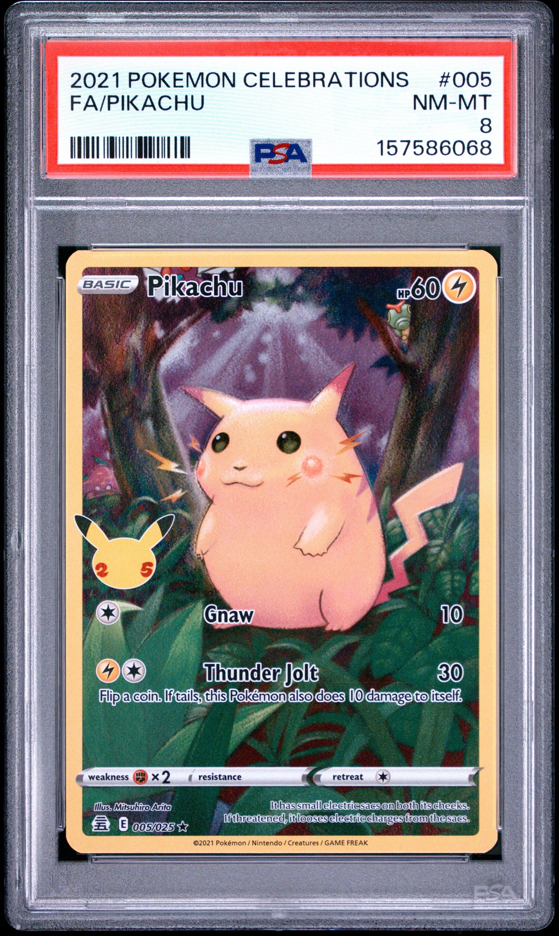 2021 Pokemon Celebrations 005 Full Art/pikachu PSA 8 Graded Card