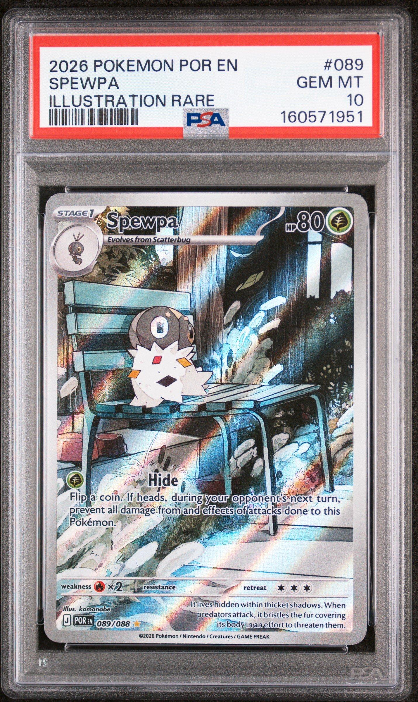 2026 Pokemon Por En-perfect Order 089 Spewpa Illustration Rare PSA 10 Graded Card