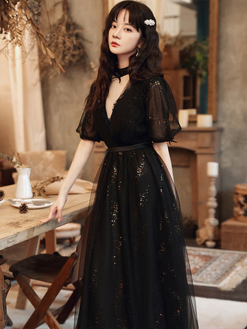Black Dress, Classy Evening Dress, Elegant Prom Dress,custom Made