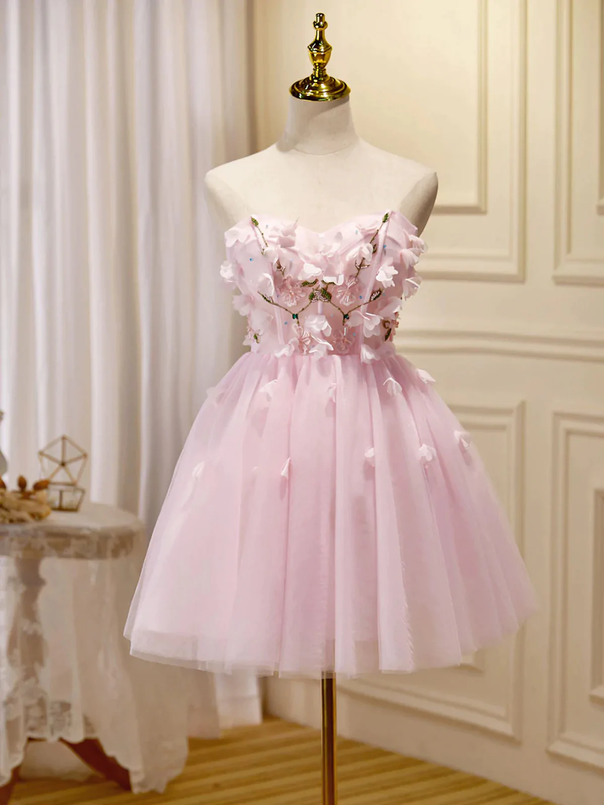 Short Pink Floral Prom Dresses, Short Pink Floral Formal Homecoming Dresses on Luulla