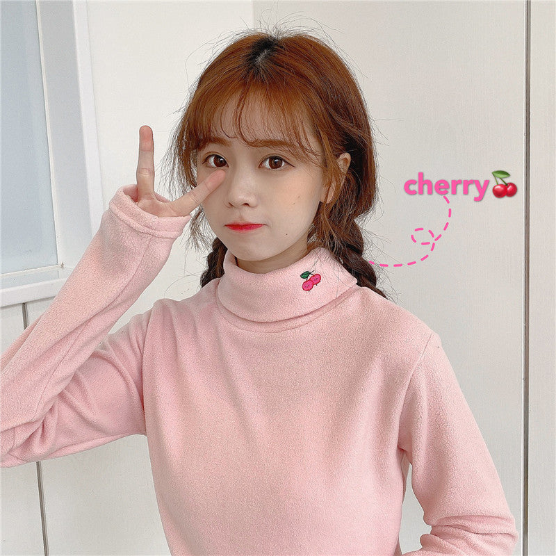 Cherry Embroidery Turtleneck - Super Anime Store