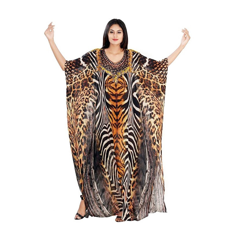 Chiffon Leopard Print Kaftan