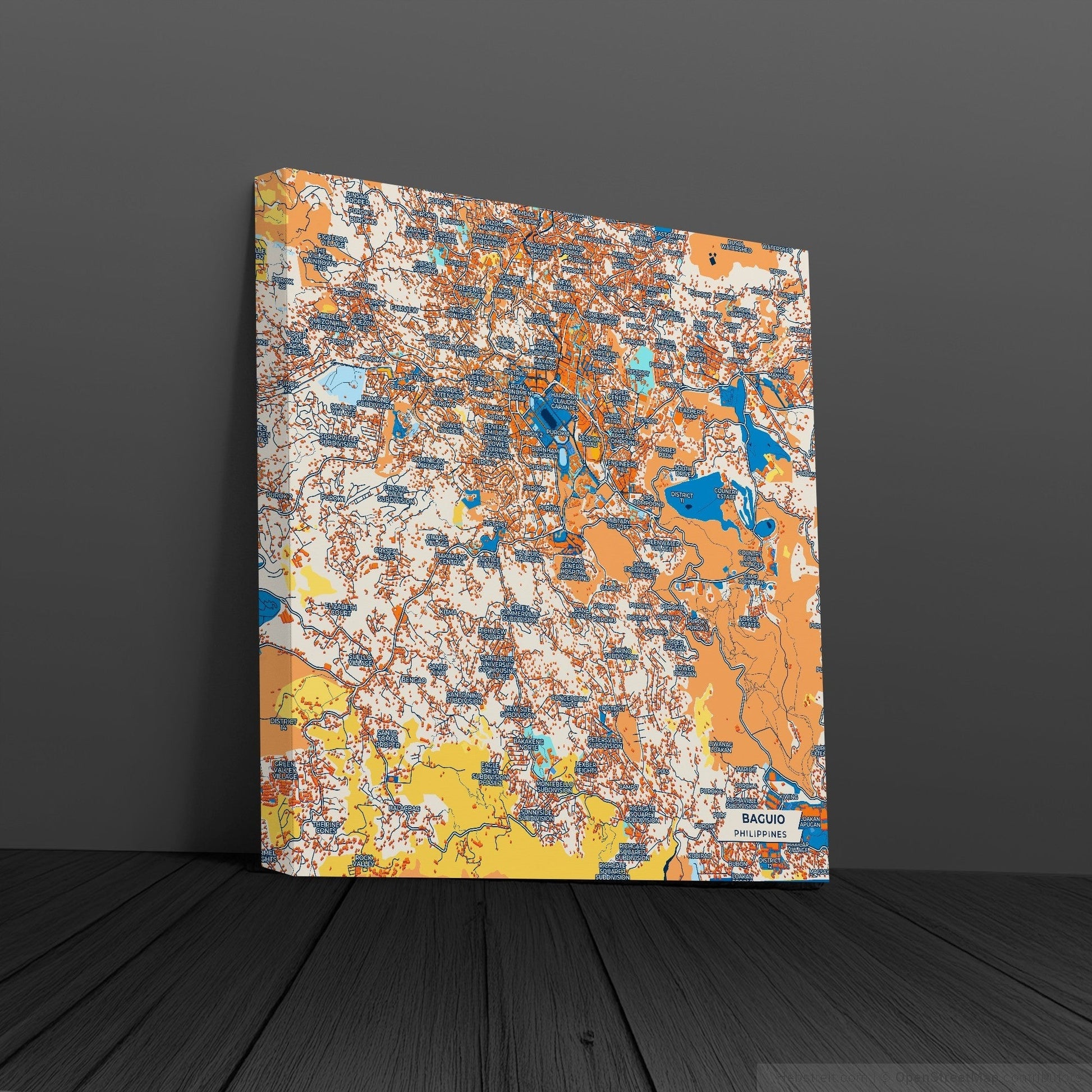 Baguio Philippines Colorful City Map Canvas Print