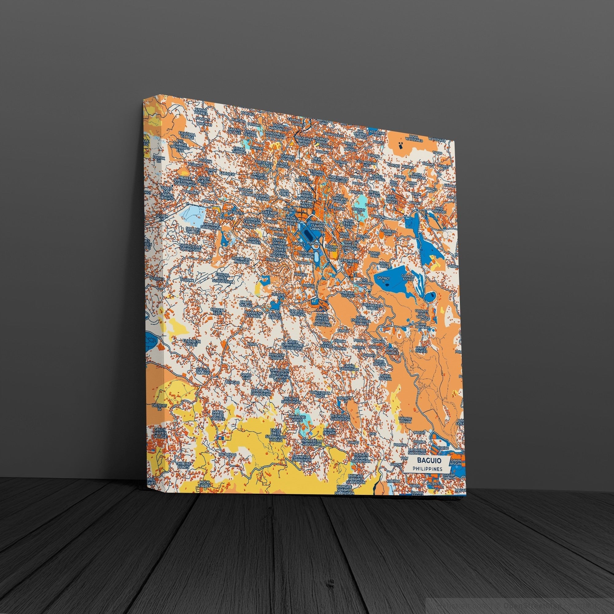 Baguio Philippines Colorful City Map Canvas Print