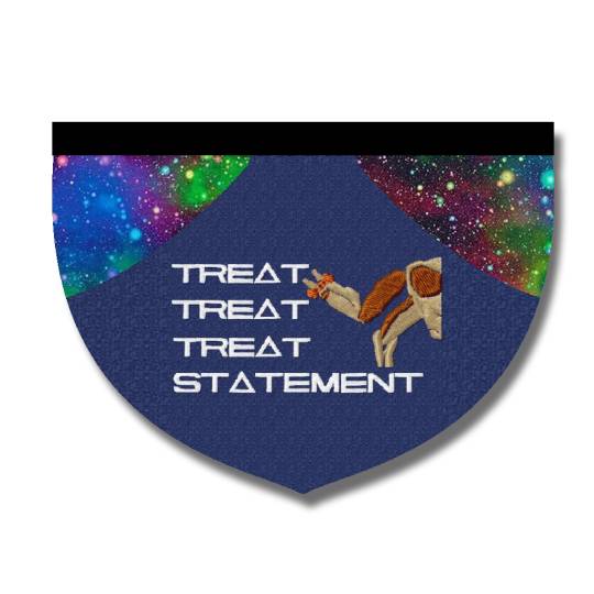 TREAT TREAT TREAT STATEMENT - Project Hail Mary inspired reversible embroidered pet bandana