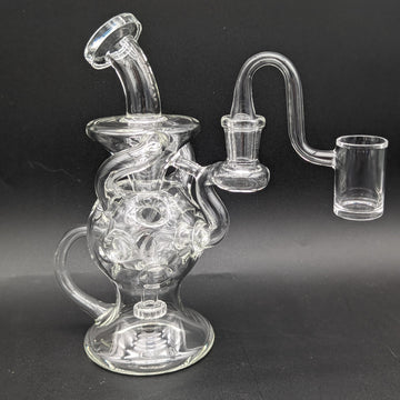 Pulsar Super Ball Style 3-Arm Recycler Glass Dab Rig | 7.75"