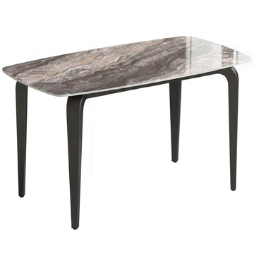 Dining Table for 4, Modern Kitchen Table with Sintered Stone Tabletop, Metal Legs, Brown