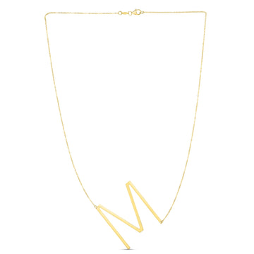 14K Gold Large Initial M Necklace