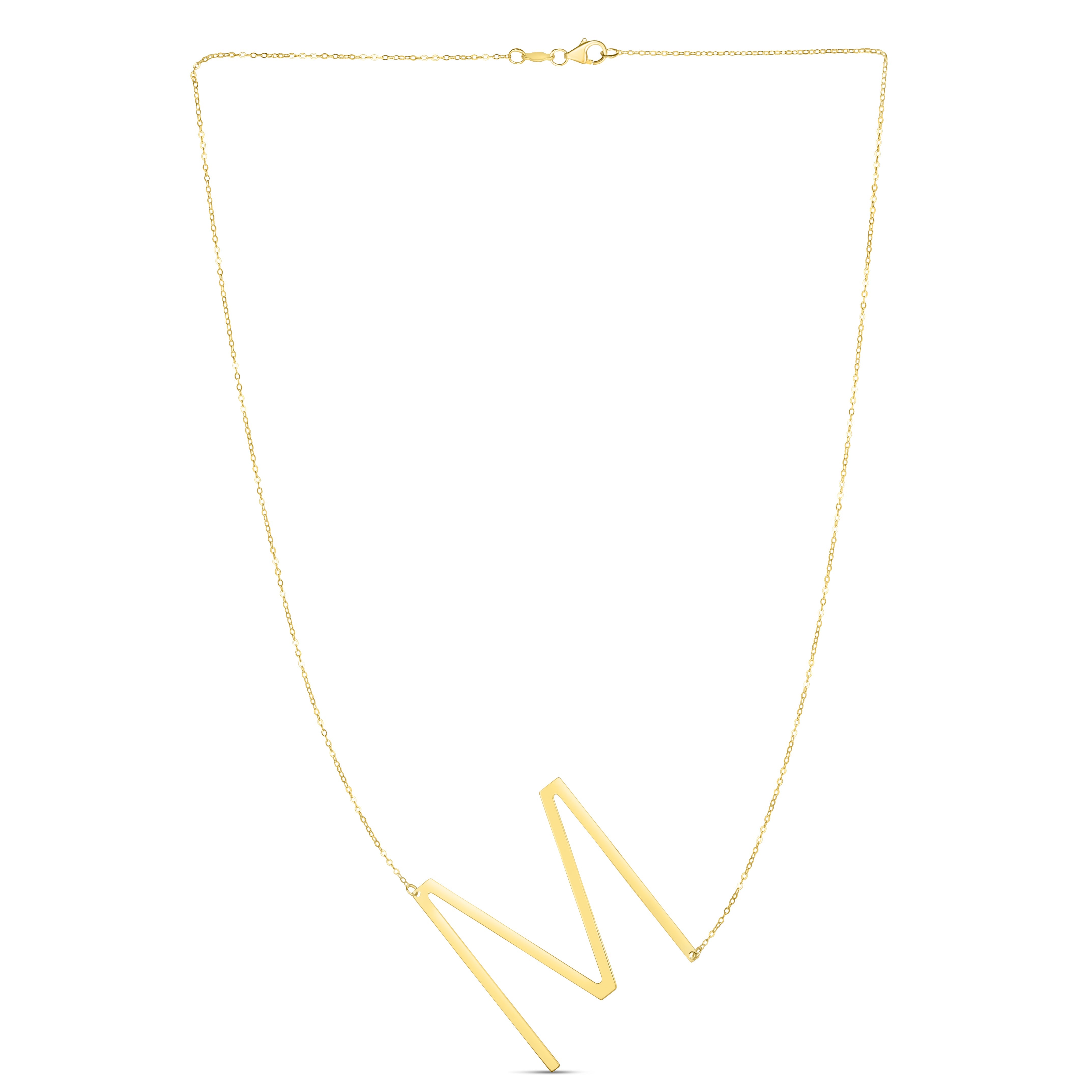 14K Gold Large Initial M Necklace