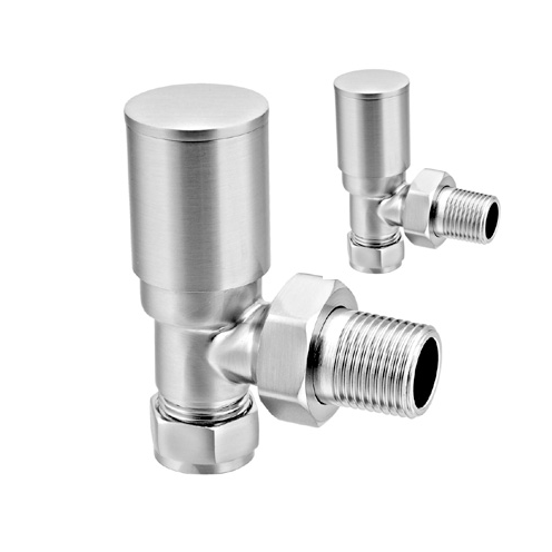 Reina Portland Angled 15mm Brushed Finish Radiator Valves - www.ultrabathroom.com