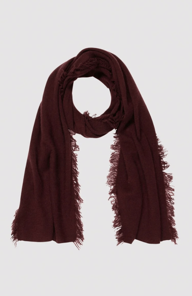 ORGANIC CASHMERE SCARF in MERLOT-REPEAT-FLOW BY NICOLE CANADA