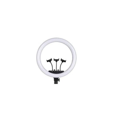 MicroWorld 18" LED Ring Light with 3 Phone Holders – Dimmable Light for Makeup, Video & Vlogging