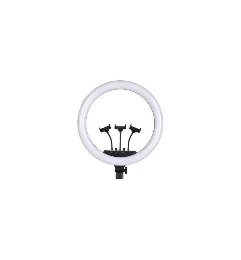 MicroWorld 18" LED Ring Light with 3 Phone Holders – Dimmable Light for Makeup, Video & Vlogging