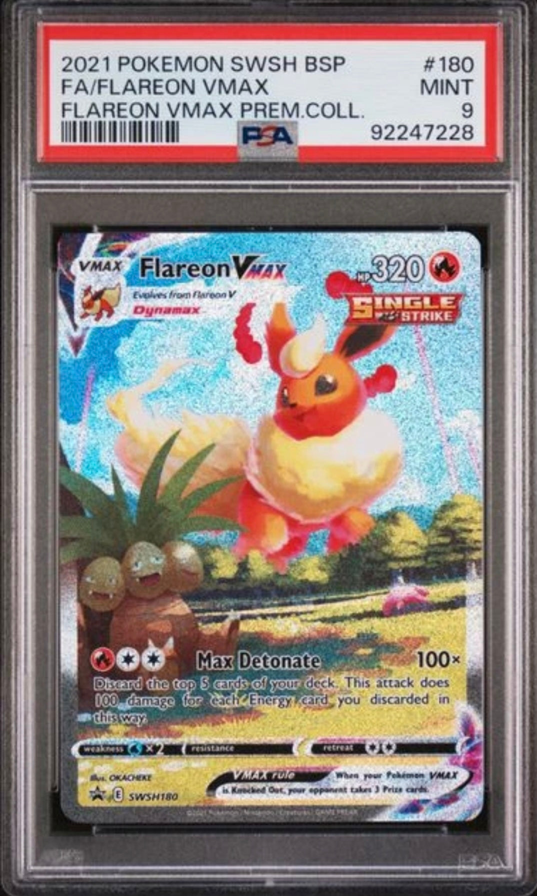 Pokemon Flareon Vmax Full Art Holo EN Promo SWSH 180 PSA 9 Mint - gegradet
