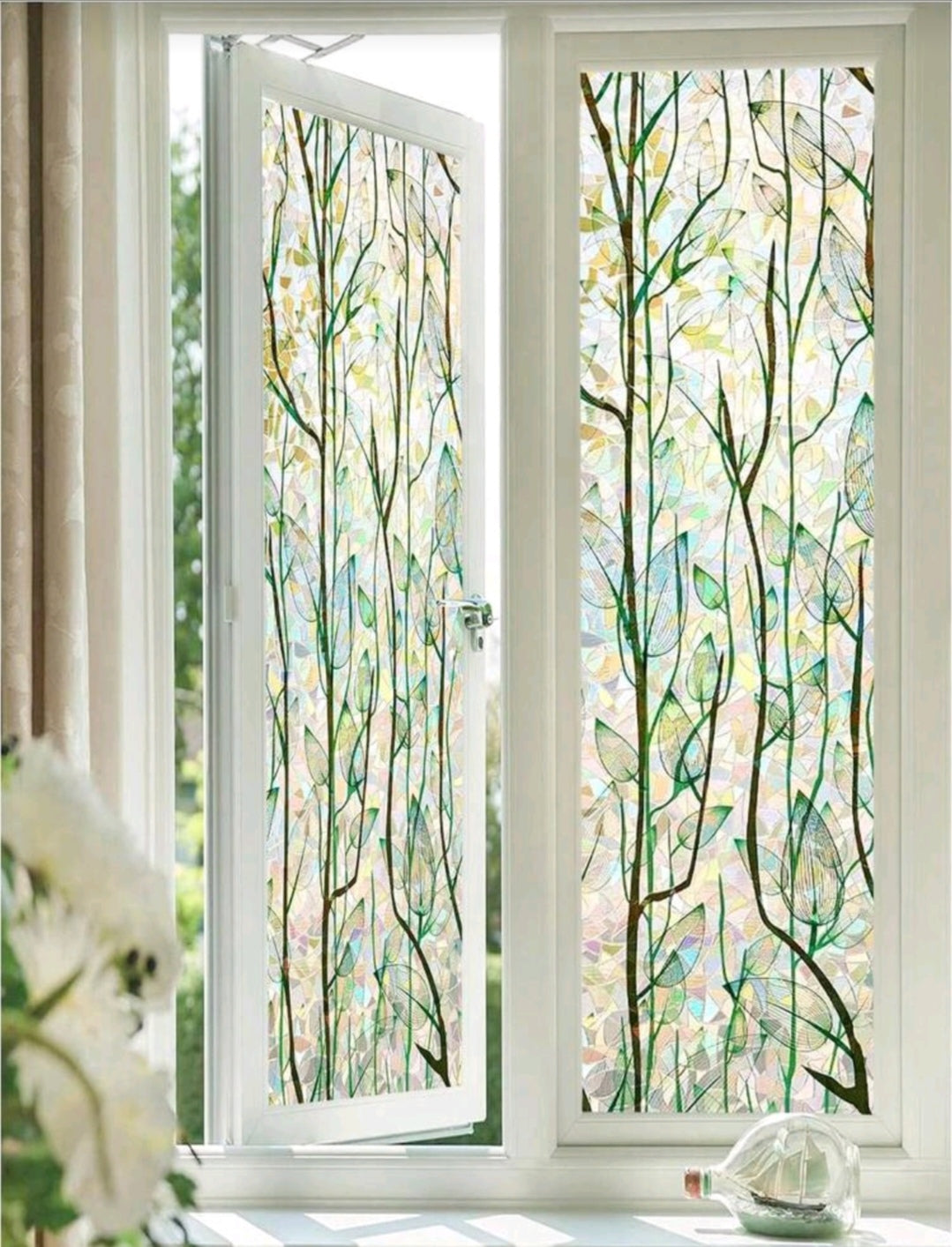 Privacy Window Film – Decorative Frosted Glass Cover (No Curtains Needed)
