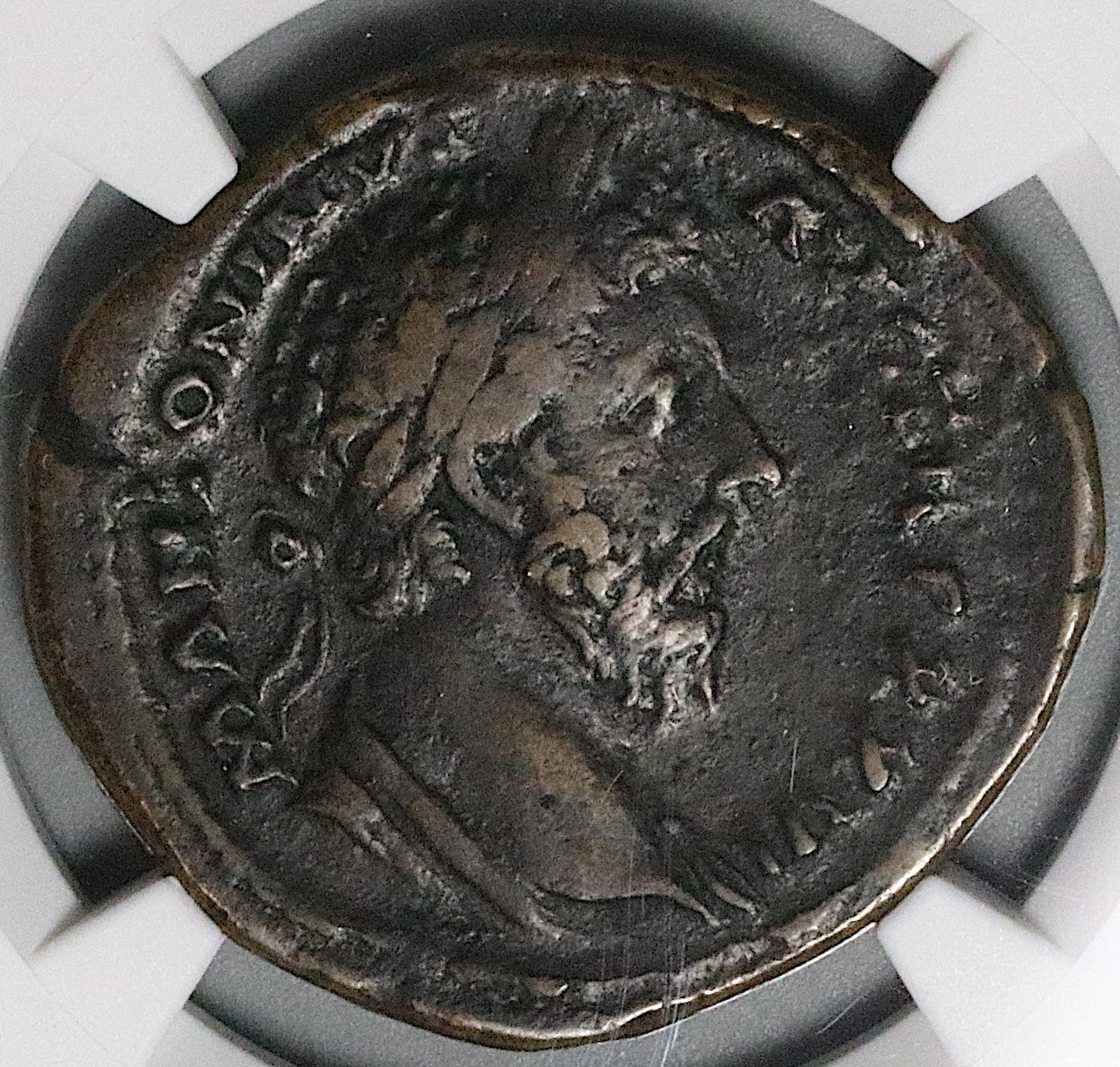 171 NGC Ch F Marcus Aurelius Sestertius Roman Empire Roma Medusa Shield Victory (25012803C)