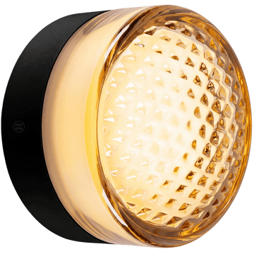 ROUND WATERPROOF BLACK WALL CEILING SCONCE AMBER LIGHT - DYKE & DEAN