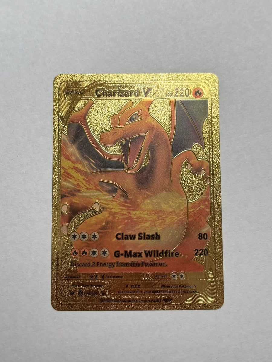 CHARIZARD V Gold Foil Fan Art Display Card, HP 220 M/NM