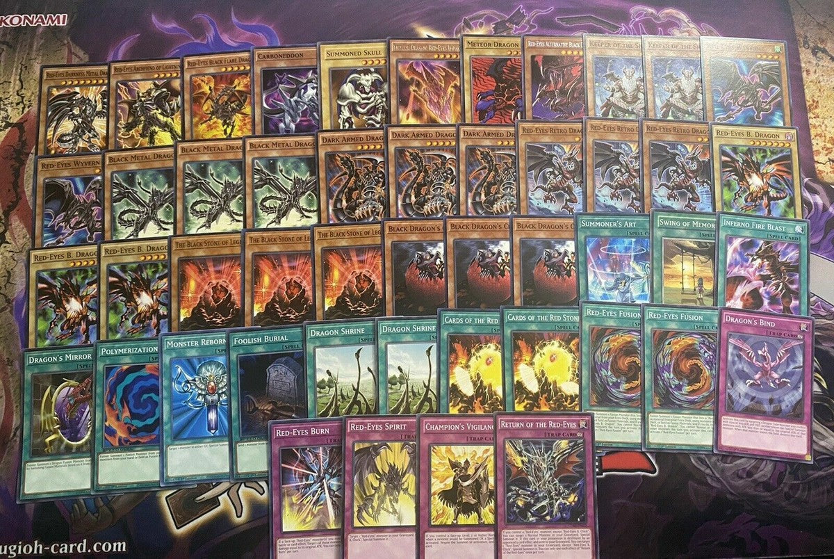 COMPLETE RED-EYES BLACK DRAGON DECK DARKNESS FLARE FUSION STONE **HOT** + Bonus