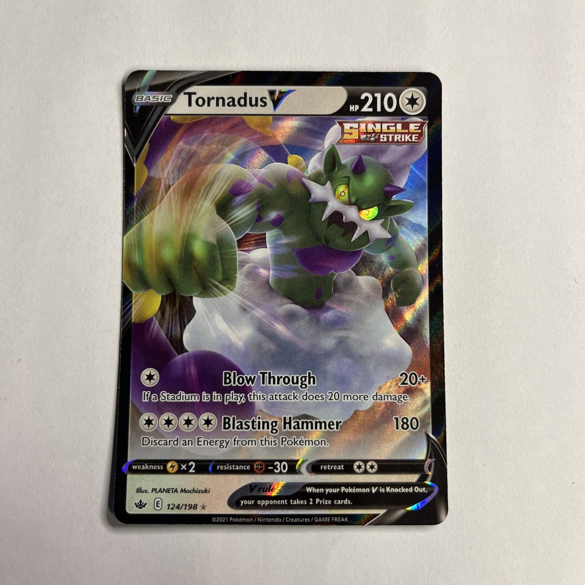 Tornadus V 124/198 Single Strike Pokemon Chilling Reign Near Mint Ultra Rare