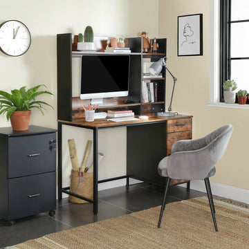 Computer Desk with Shelf Unit, Office Desk with Cabinet and Drawer New LWD65X