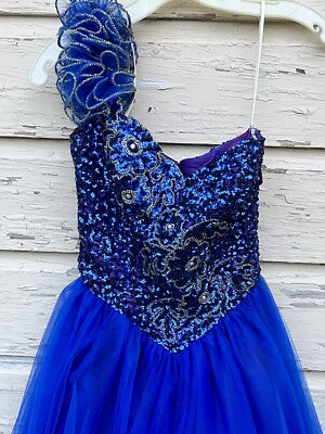 Vintage Mike Benet 80s 1980s Prom Pageant Sequin Tulle Formal Dress XS 6