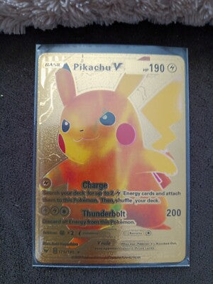 Pikachu V Vivid Voltage 170/185 Gold Foil FanArt Pokemon Card HP 190 with  INSERT