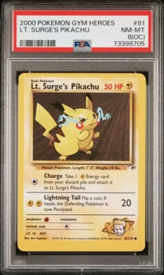 1/1 Pikachu One-of-One ERROR OFF CENTER OC MC MISCUT Gym Heroes Pokemon PSA  8