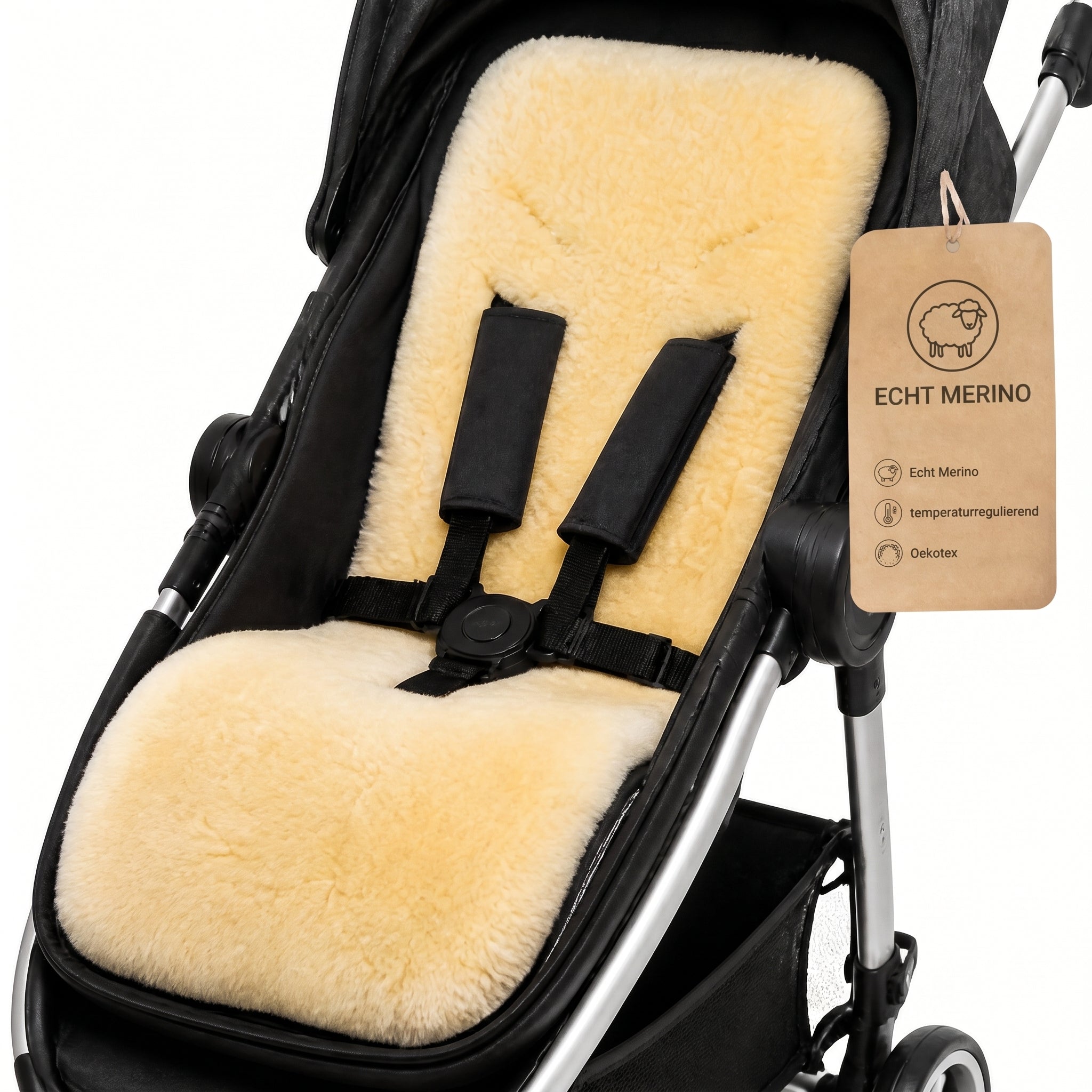Lammfell-Einlage für Buggys und Kinderwagen - 72x35cm - Oeko-Tex