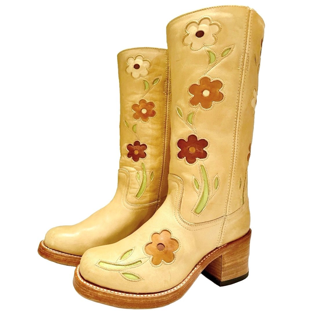 SENDRA Toledo Flower Banana Chunky Campus Western Boots - Botablu