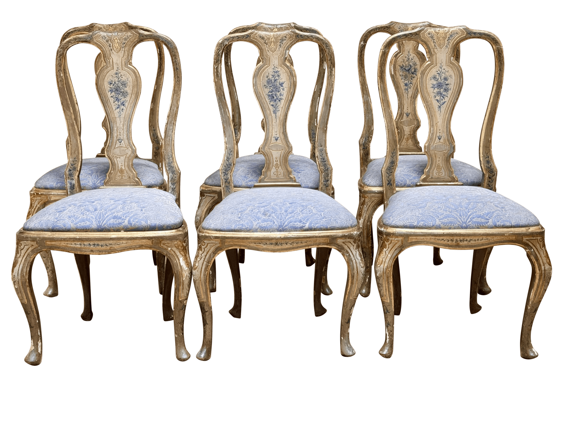 Set of Six Italian Lacquered Rococo Dining Chairs, 18th Century - Helen Storey Antiques