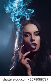Sexy Girl Smoking Cigarette Elegant Woman Stock Photo 2578088787