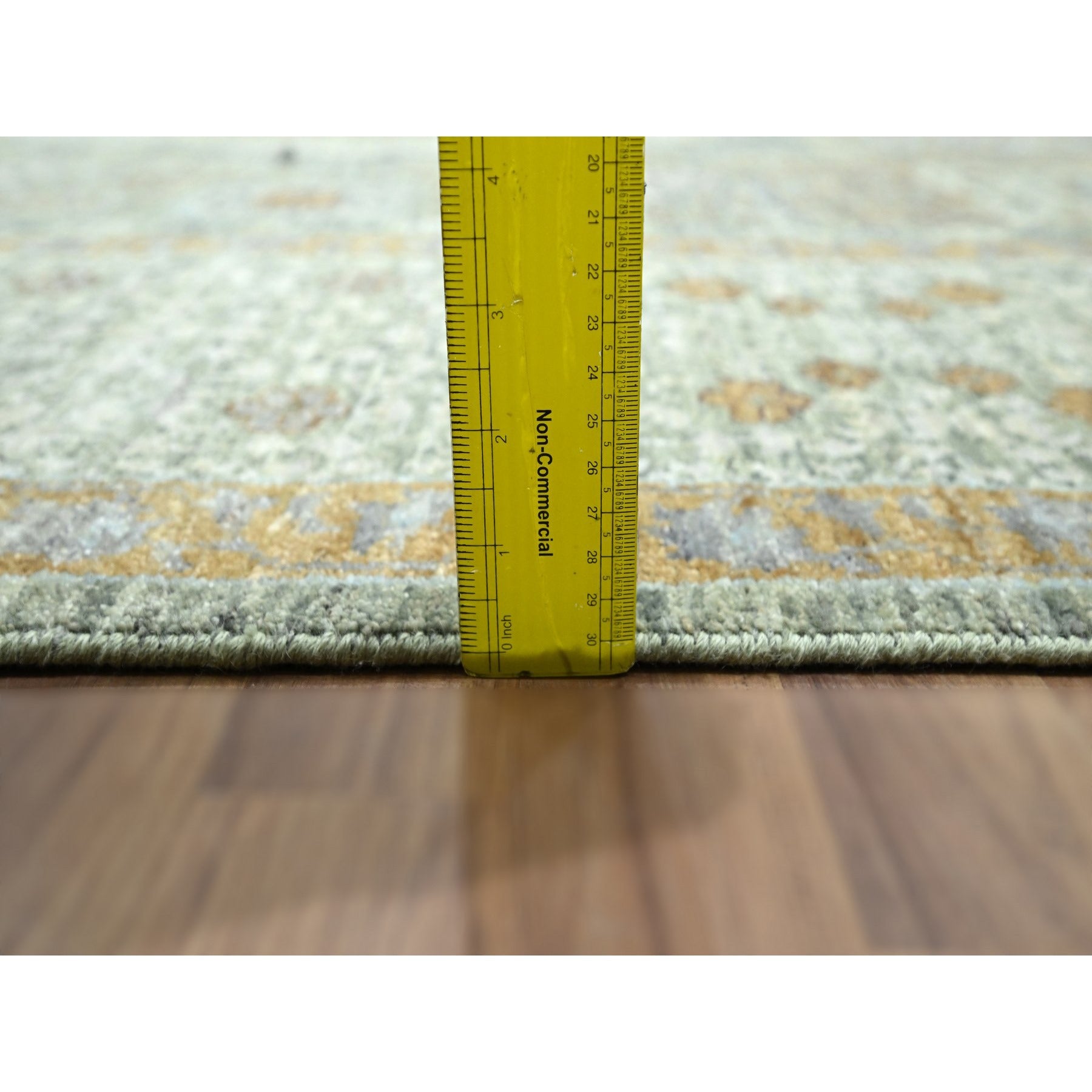 8'2"x10'1" Sage Green, Mamluk Design, Pre Historic 14th Century Influence, Natural Dyes, Hand Knotted, Pure Wool, Oriental Rug FWR458580