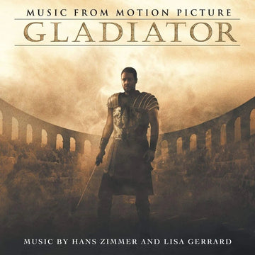 Gladiator soundtrack vinyl cover featuring Maximus artwork and warm cinematic tones