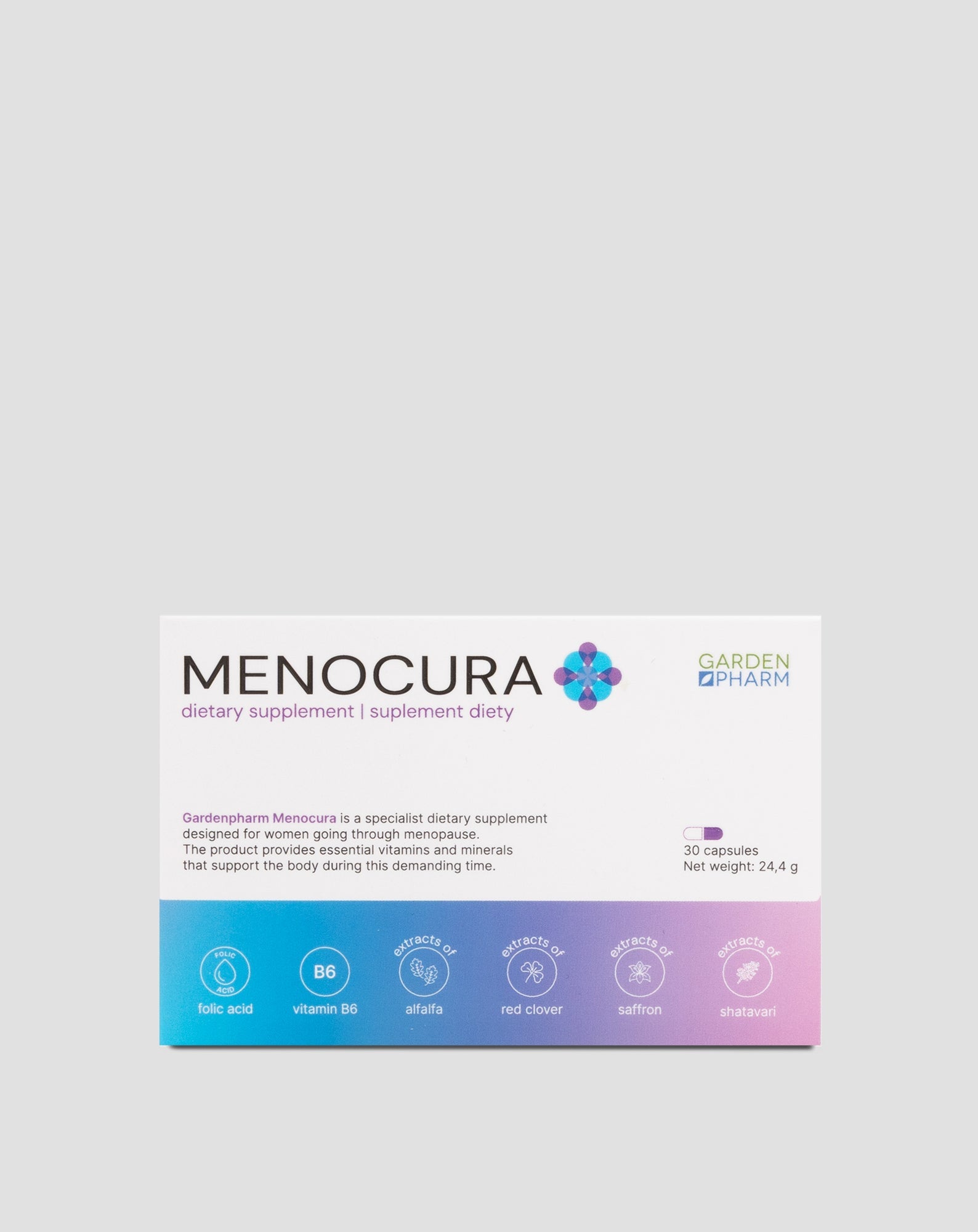 Suplement diety łagodzący objawy menopauzy Menocura Gardenpharm 30 kapsułek