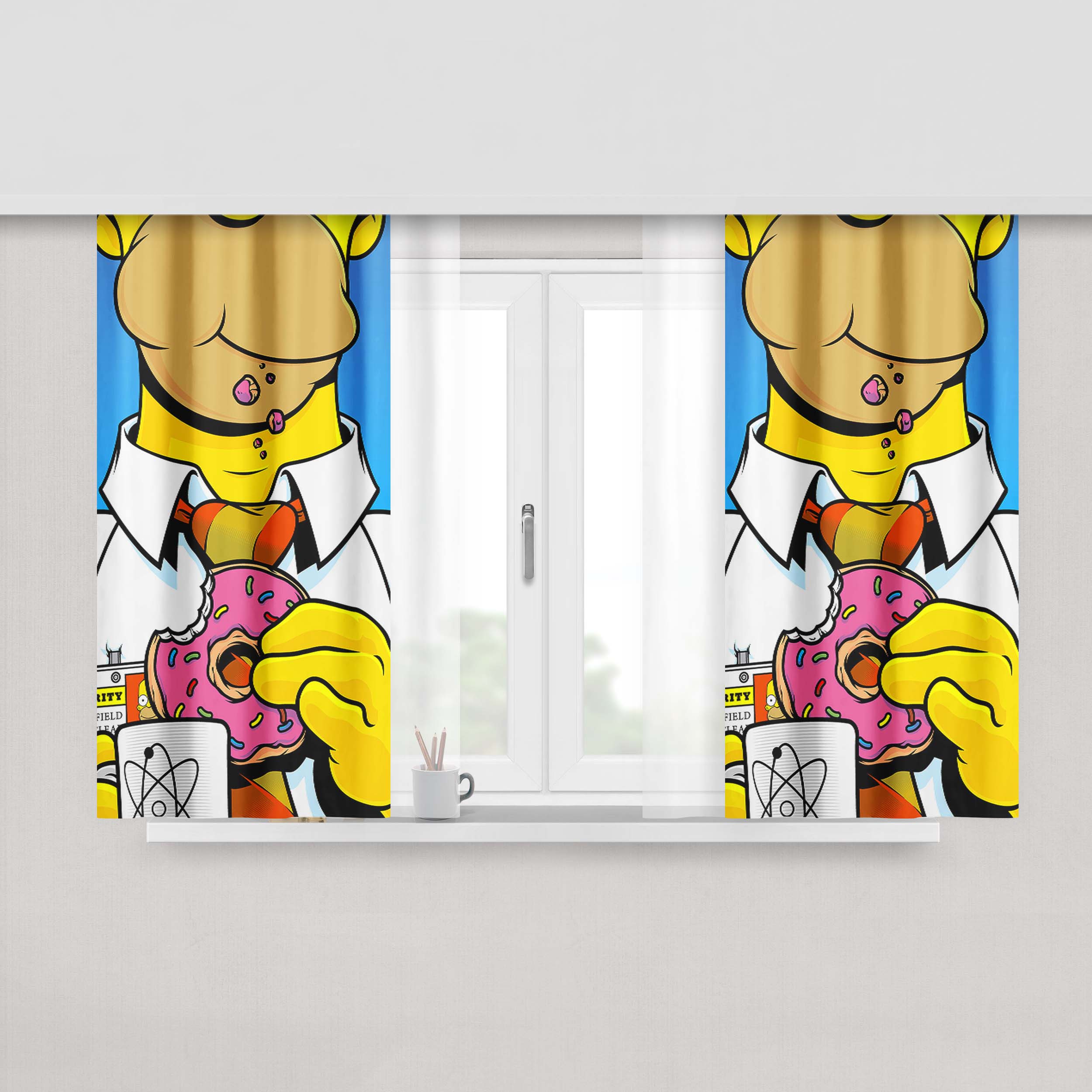 Homer Simpson Peach Skin Window Curtains