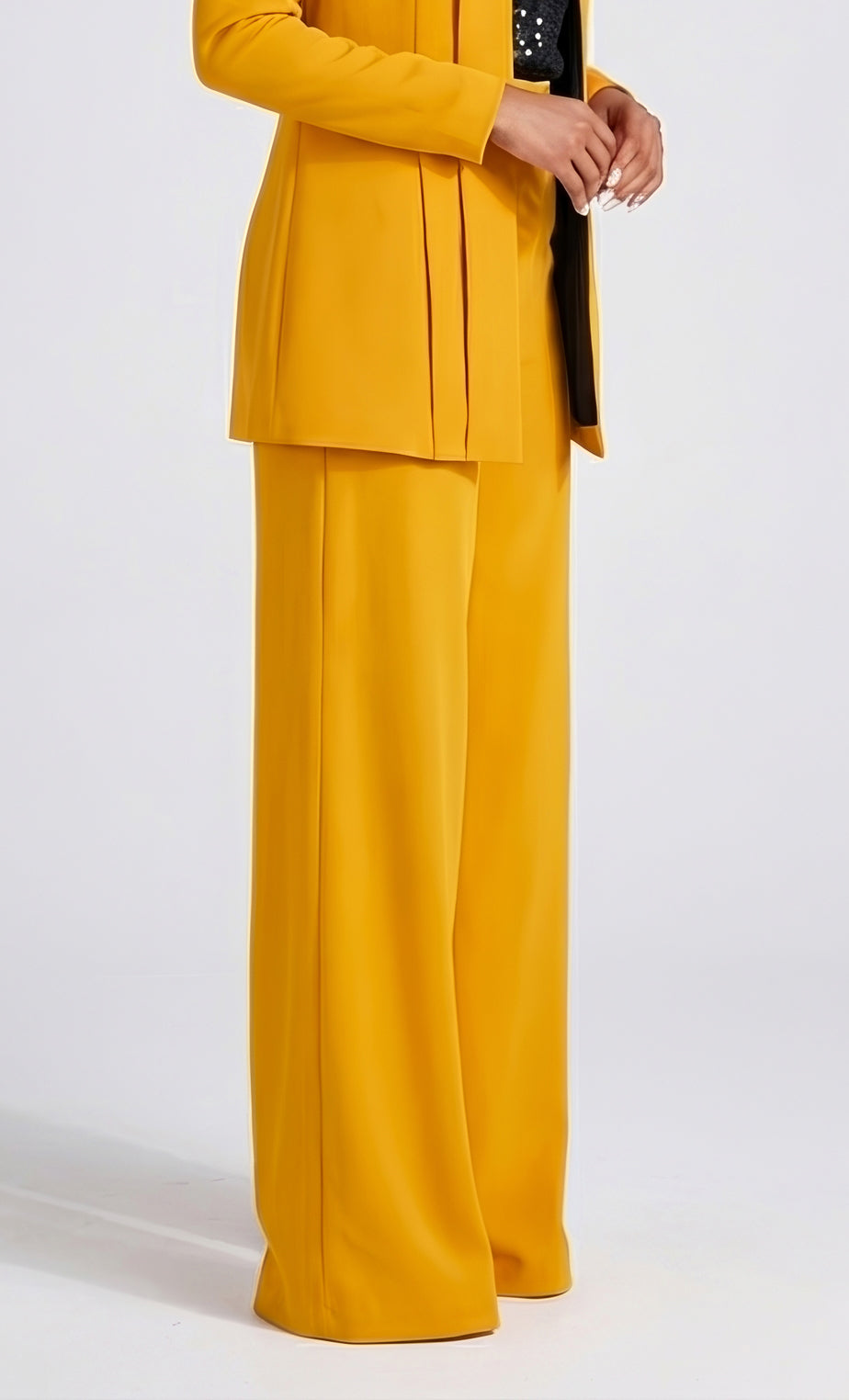 Wide-Leg Dress Pants — Mustard Gold/Yellow