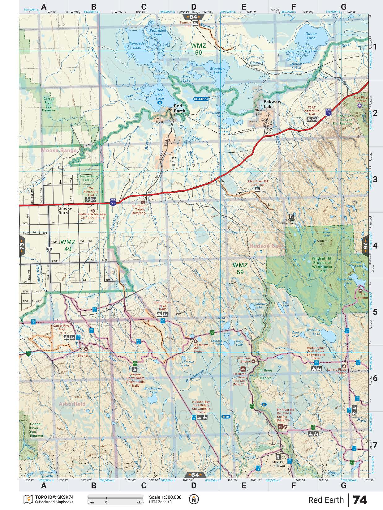 SKSK74 Wall Map - Red Earth - Backroad Maps