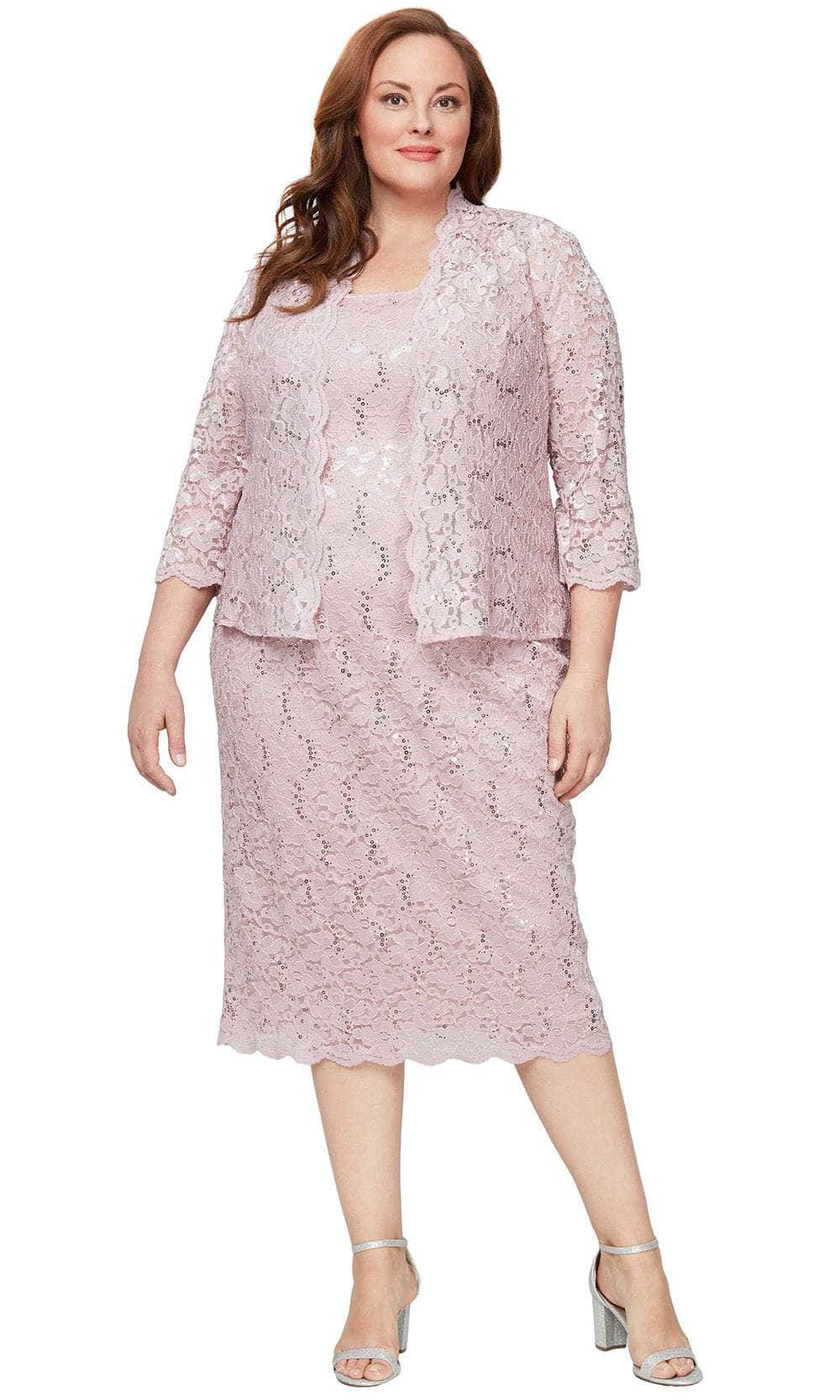 S.L. Fashions Dresses 9413104 - Floral Lace Plus Size Formal Dress Special Occasion Dress