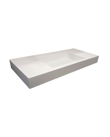 Mastello solid surface enkele wastafel Stretto mat wit zonder kraangat - 90 cm