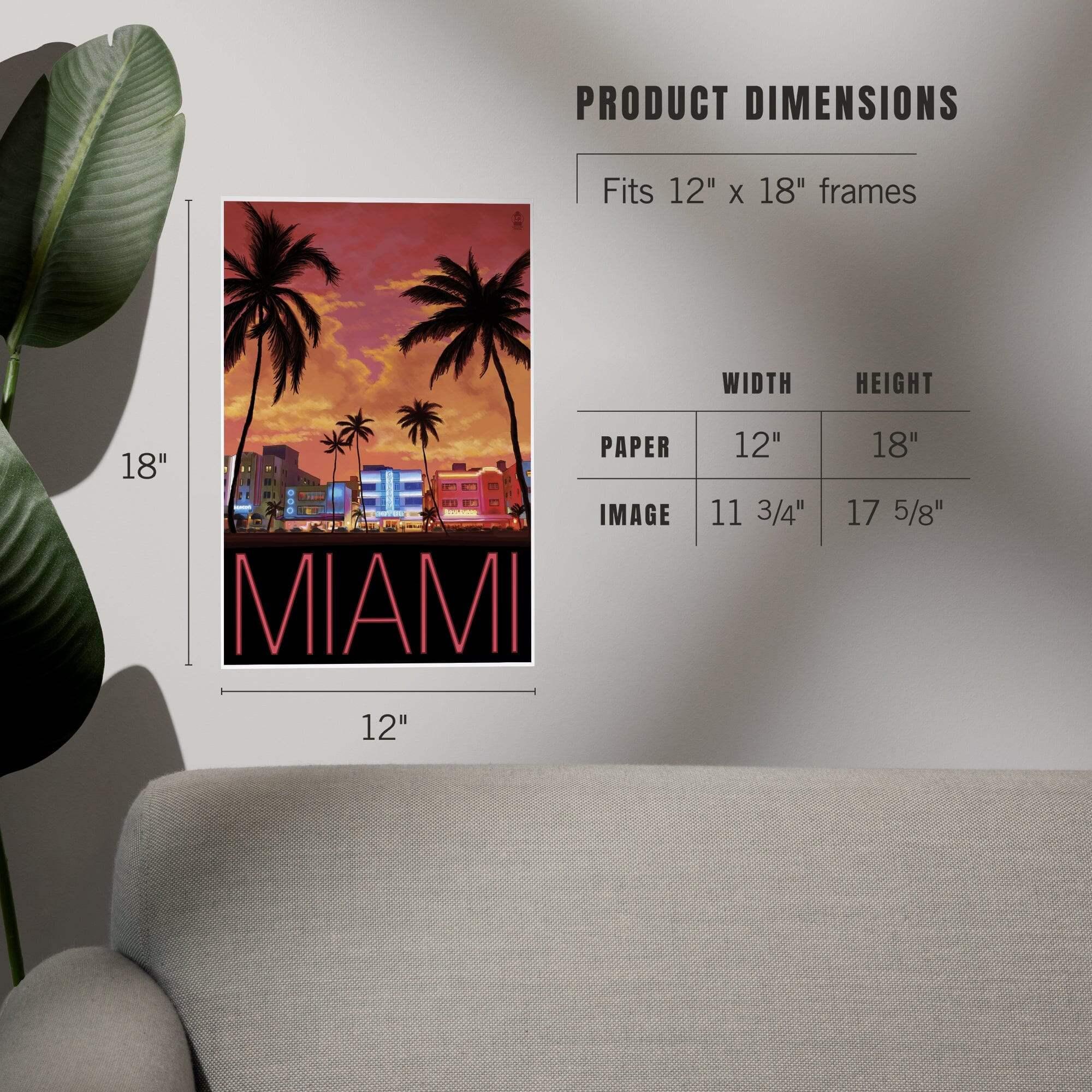 South Beach Miami, Florida, Art & Giclee Prints Art Lantern Press 
