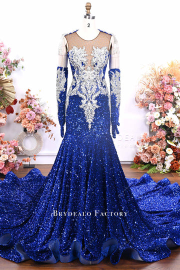 sparkly royal blue mermaid formal gown