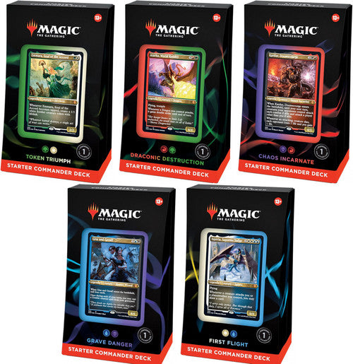Magic The Gathering Starter Token Triumph, Draconic Destruction, First Flight, Chaos Incarnate Grave Danger Set of 5 Commander Decks Wizards of the Coast