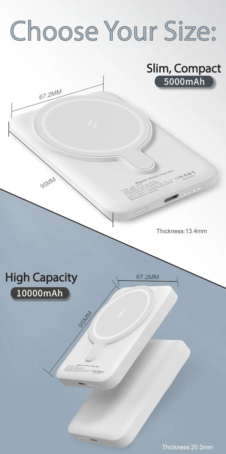 DistinctInk Magnetic Battery Pack, Wireless Portable Charger with USB-C Cable, Compatible with MagSafe iPhone 14 / 13 / 12 Series - Turn For Better
