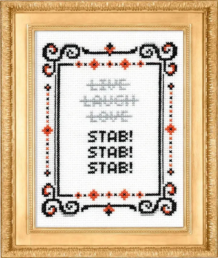 Subversive Cross Stitch – Stab! Stab! Stab! Deluxe Cross Stitch Kit - Pisgah Needleworks