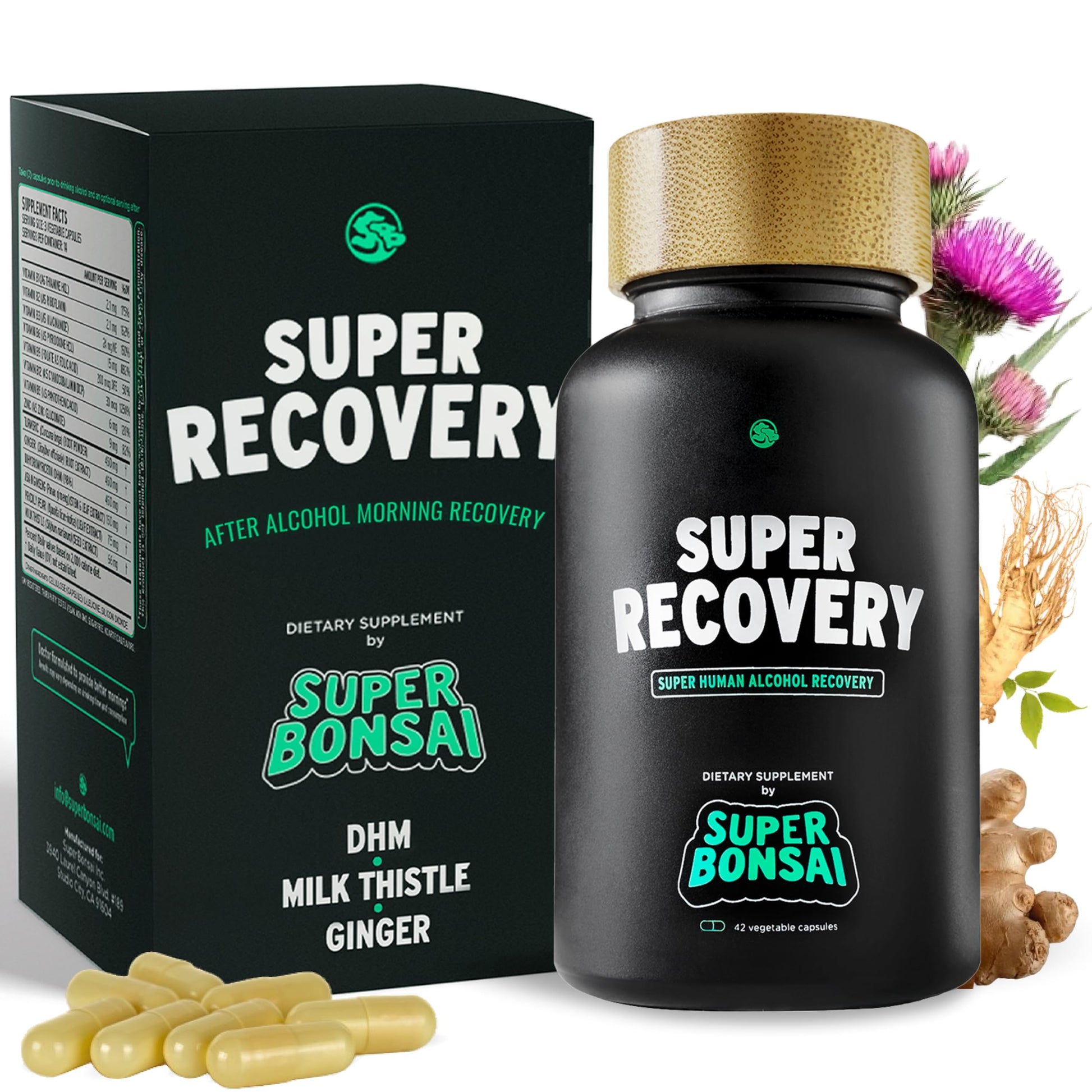 Bottle of SuperBonsai Super Recovery capsules