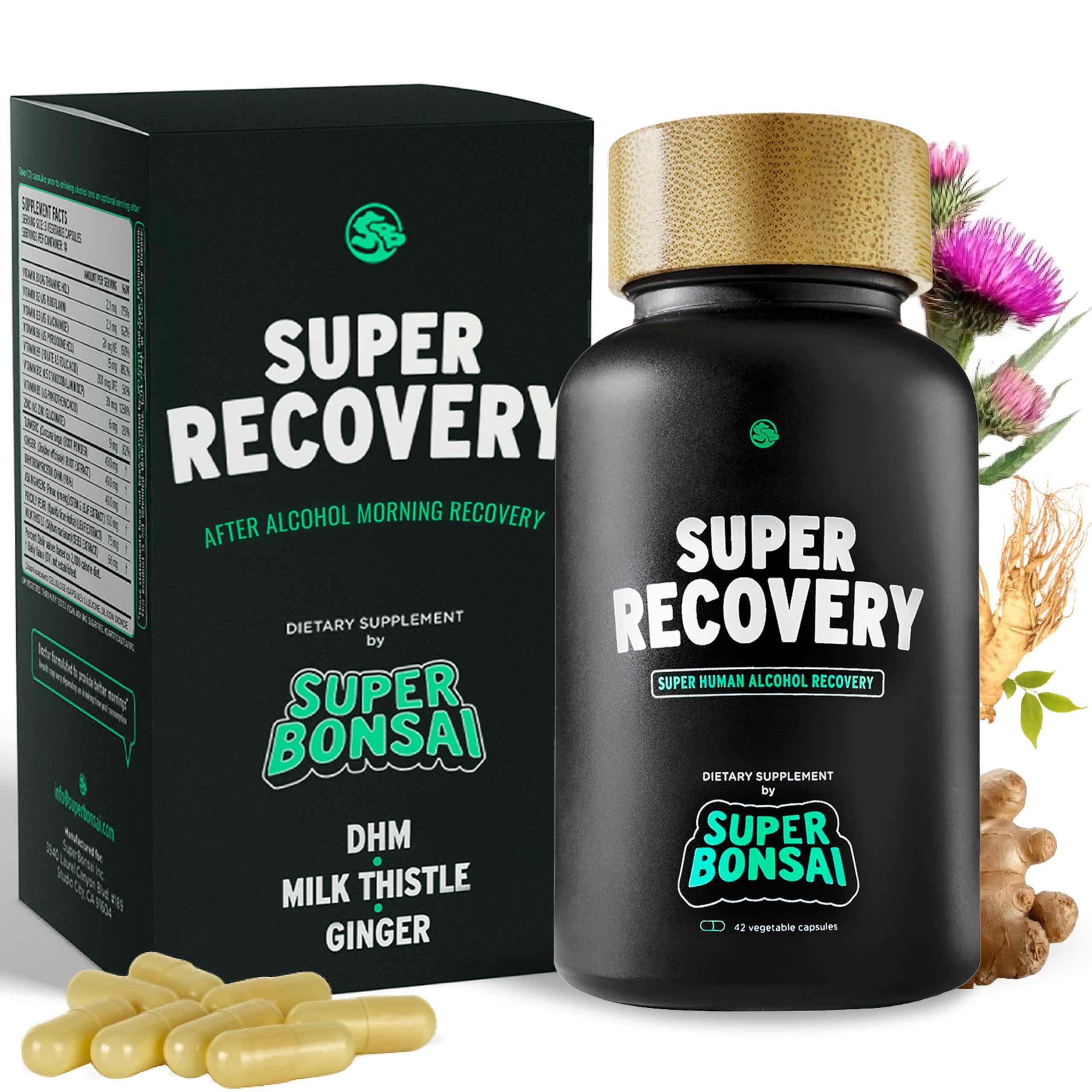 Bottle of SuperBonsai Super Recovery capsules