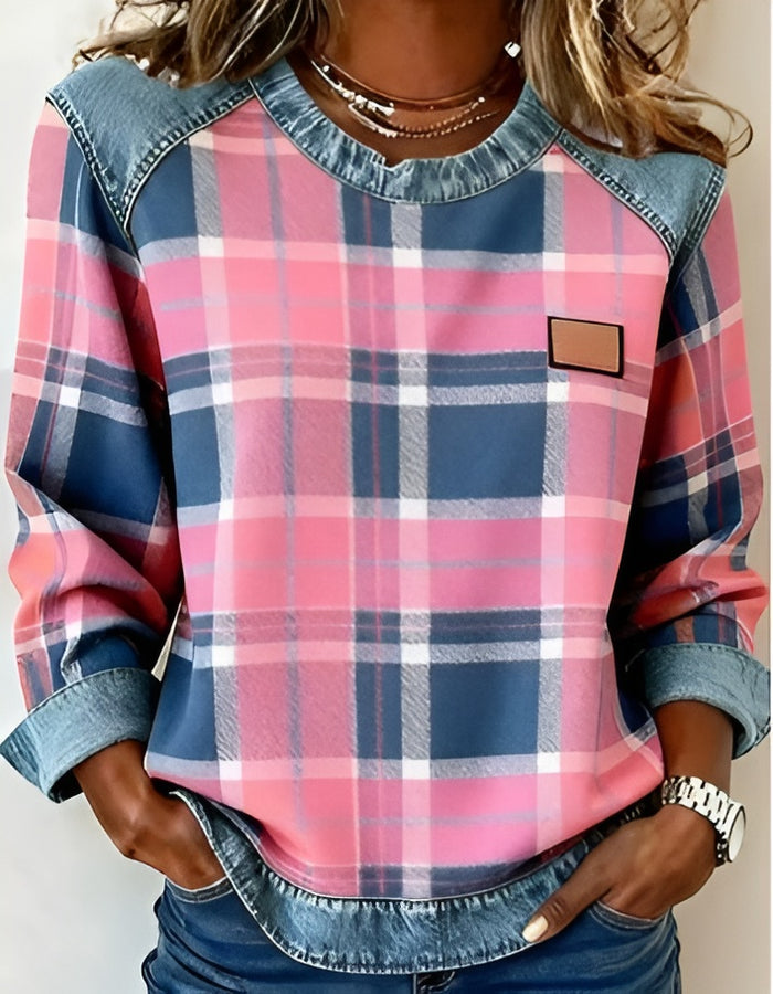 AVERY™|ELEGANT PINK PATCHWORK TOP